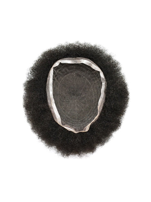 100% Human Hair Kinky Curly Toupee Hairpiece For Black Men