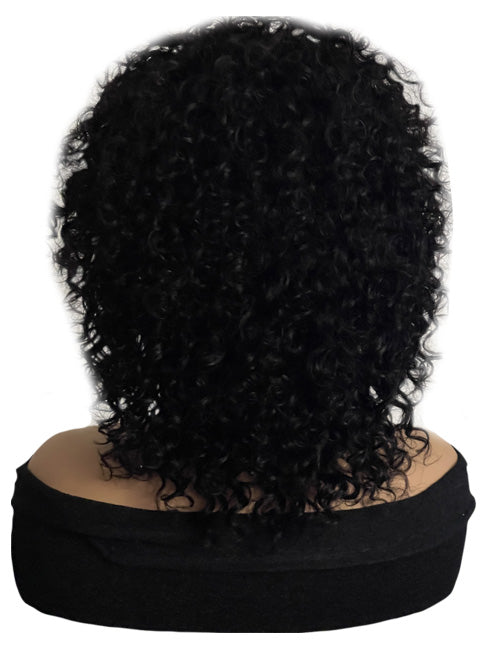 Cheetah Headband Wig 12 inch Curly Black Human Hair Wig