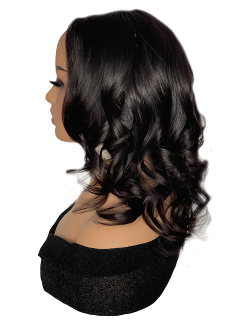Clip In U-Shape 14 inch Black Human Hair Extensions