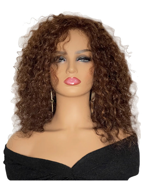 Curly Reddish Brown 14″ Human Hair Wig
