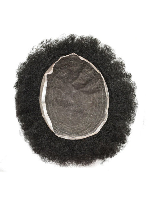 Custom Made Afro Curly Men's Toupee Full Swiss Lace African American Hairpiece