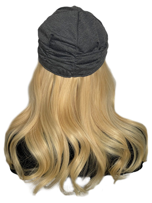 Gray Hat with 16 inch Straight Blonde Hair Attached
