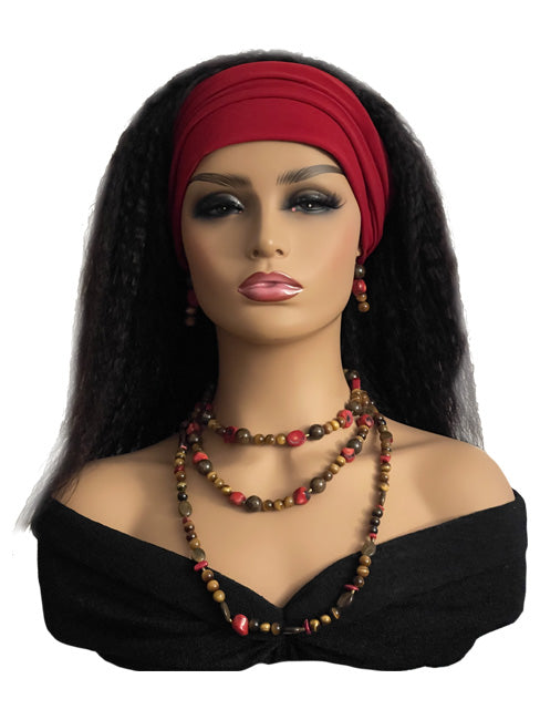 Headband Wig 14 inch Kinky Straight Black Human Hair Wig