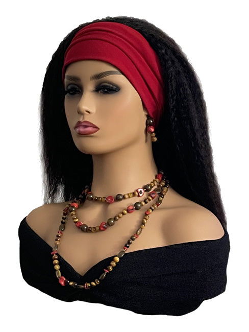 Headband Wig 14 inch Kinky Straight Black Human Hair Wig