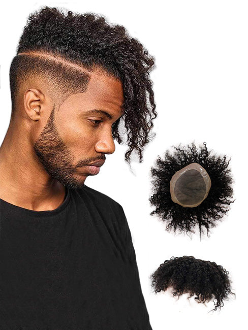 Lace Wig For Black Men 100% Human Hair Replacement Toupee Hairpiece