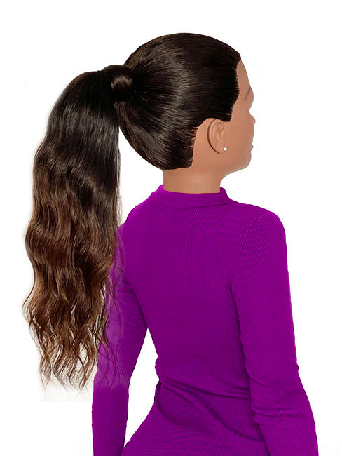 16" Human Hair Ponytail Extension Dark Brown Ombre Chinese Hair