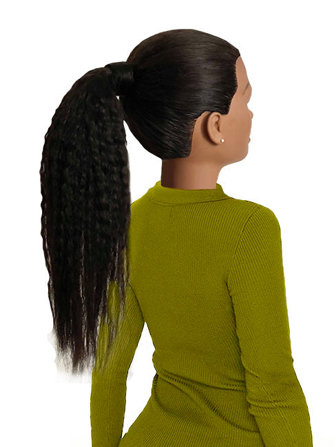 16" Human Hair Ponytail Extension 1B Textured Chinese Hair