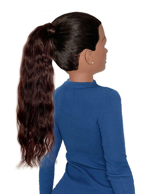 16" Human Hair Ponytail Extension Dark Auburn Indian Hair