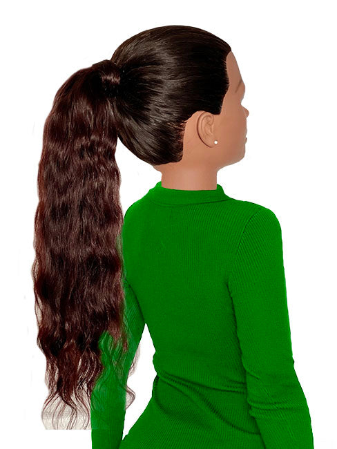 20" Human Hair Ponytail Extension Dark Auburn Indian Hair