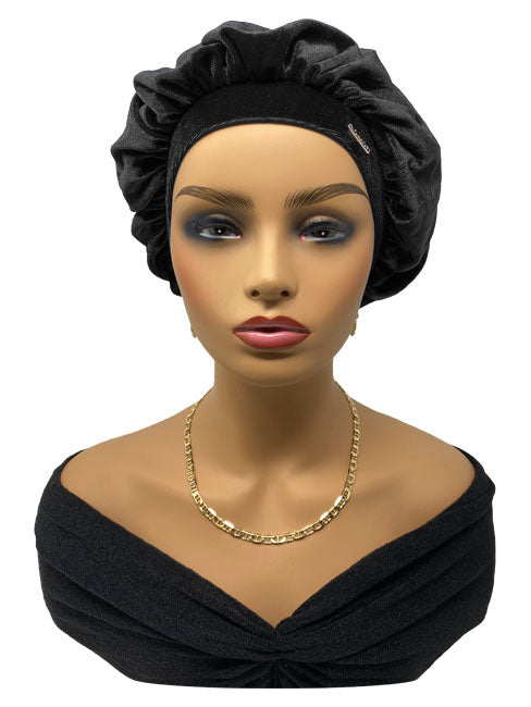 Black Velvet Sleep Bonnet For Black Hair