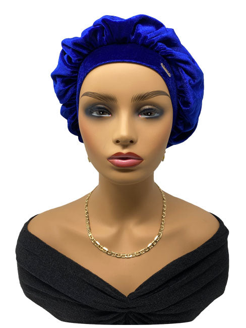 Blue Velvet Sleep Bonnet For Black Hair