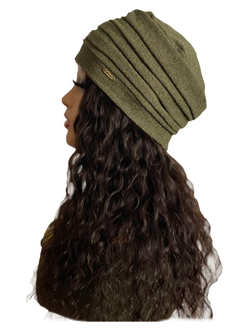 Women's Sage Turban with 16" Black Straight Hair Attached