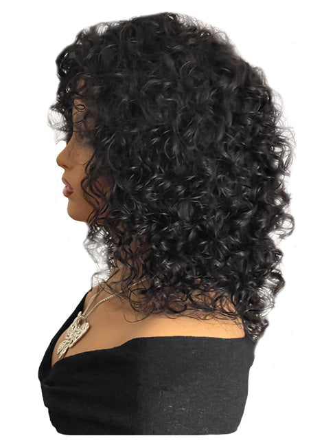 12 inch Black Curly Human Hair Wig